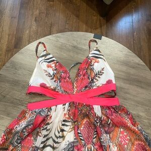 Vibrant Floral Cutout Dress